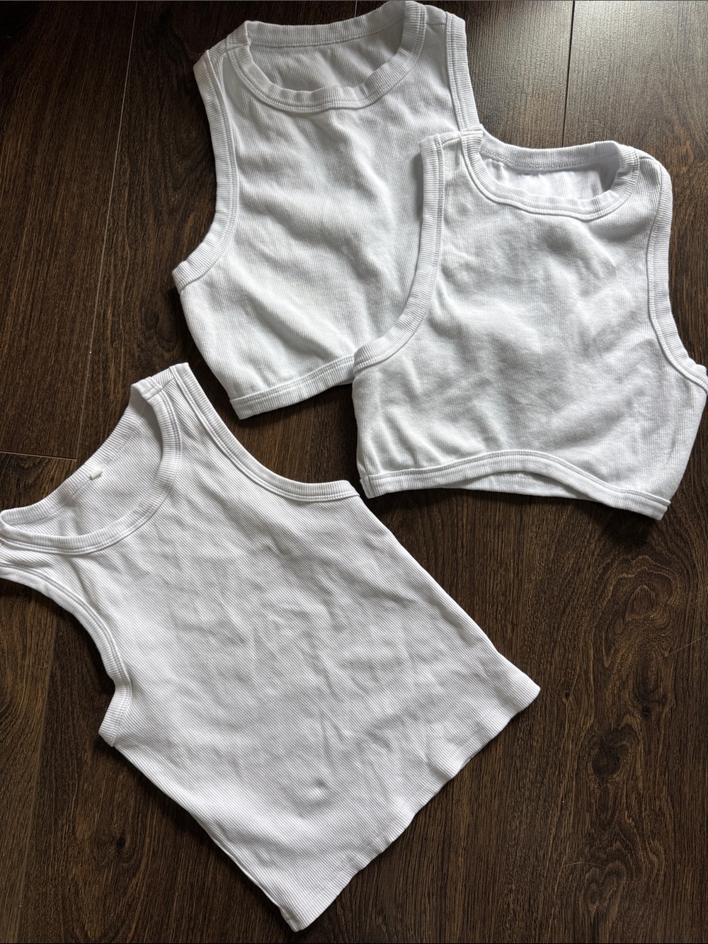 3 Pack Women’s Cropped White Ribbed Tank Tops